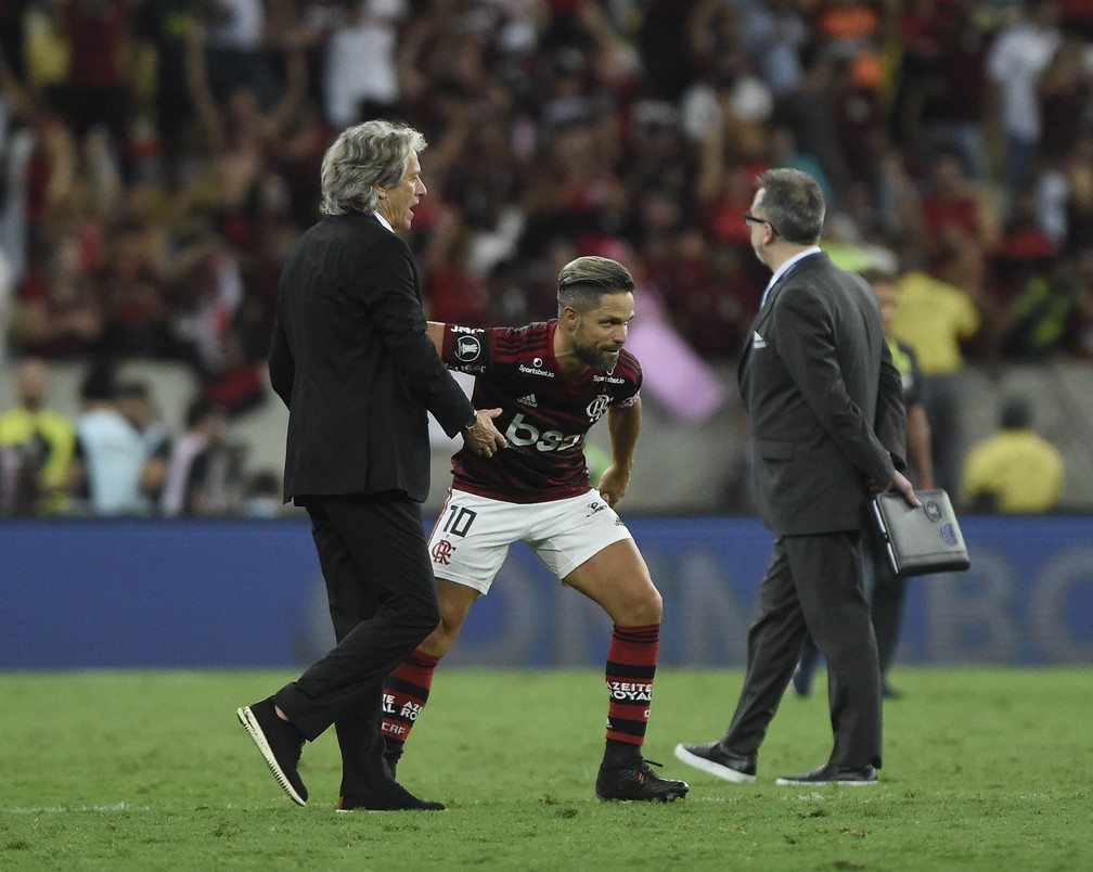 Jorge Jesus e Diego Flamengo — Foto: André Durão