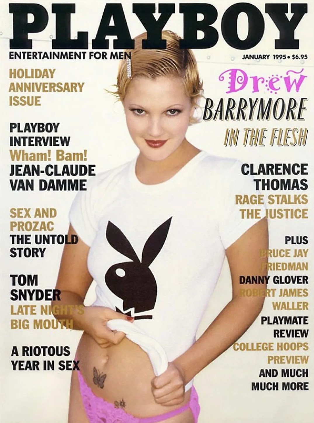 A atriz Drew Barrymore em capa da revista Playboy (Foto: Reprodução)