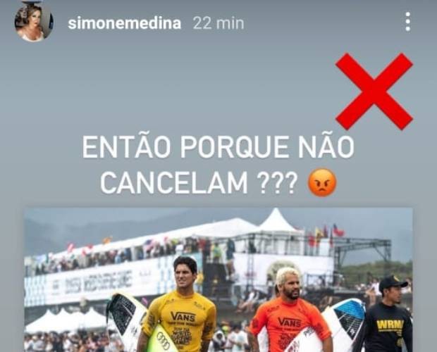 Simone Medina, mãe de Gabriel Medina, compartilha posts contra campeonato (Foto: Reprodução/Instagram)