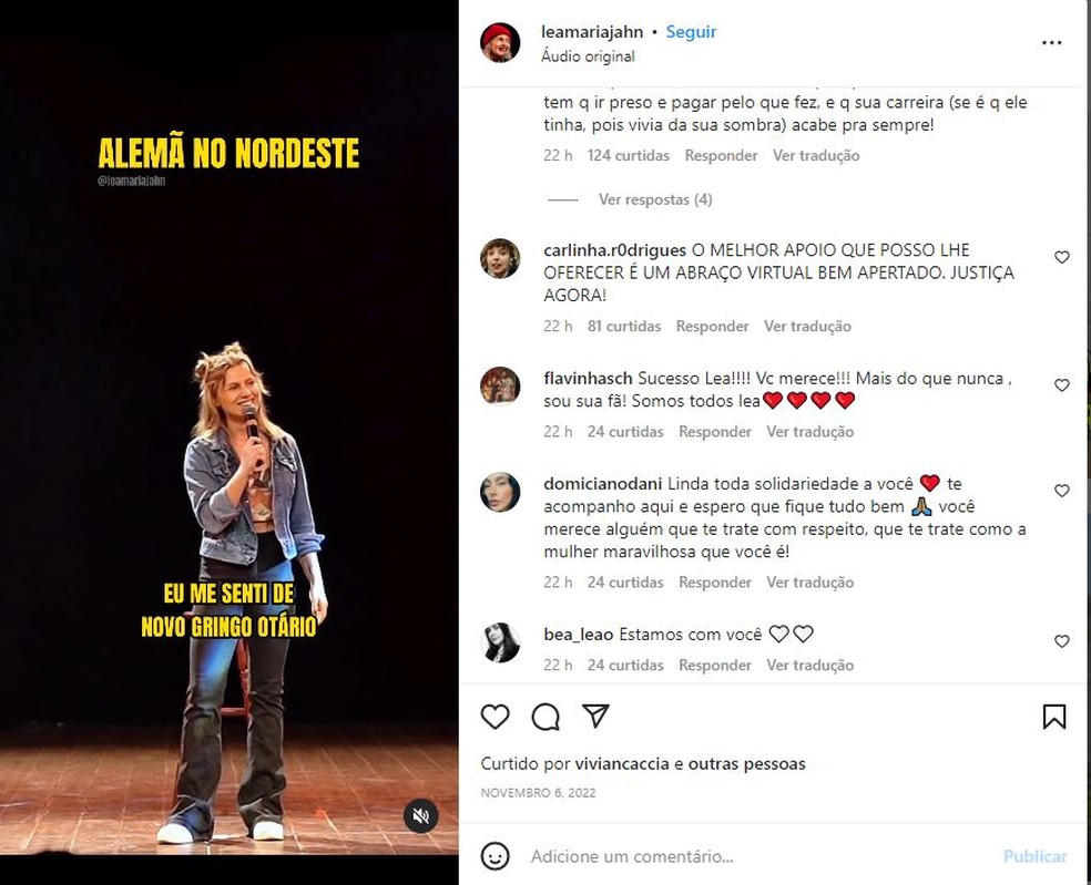 Lea Maria recebeu apoio de fãs na sua página no Instagram — Foto: Reprodução/Instagram