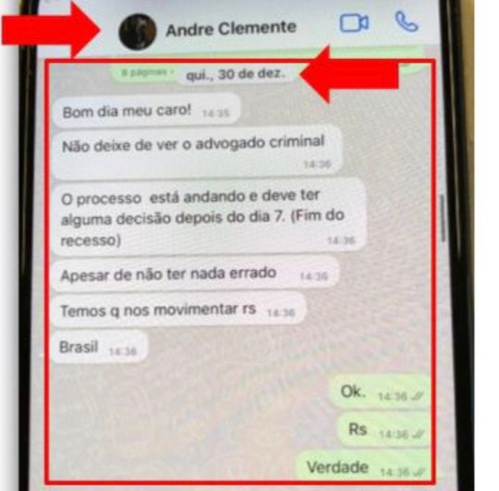 Mensagem encontrada no celular do ex-secretário de Economia do DF, André Clemente — Foto: Reprodução