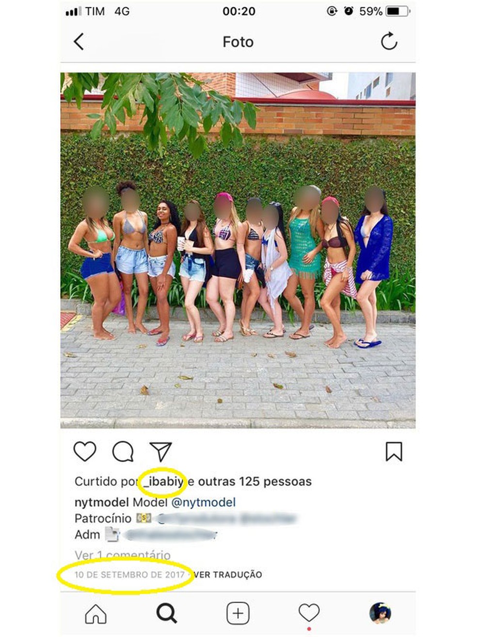 Nesta foto, BÃ¡rbara Querino aparece ao lado de modelos. Segundo sua defesa, a imagem Ã© de 10 de setembro de 2017 e foi tirada no GuarujÃ¡ na mesma data do crime atribuÃ­do a ela na capital â Foto: ReproduÃ§Ã£o/Arquivo pessoal