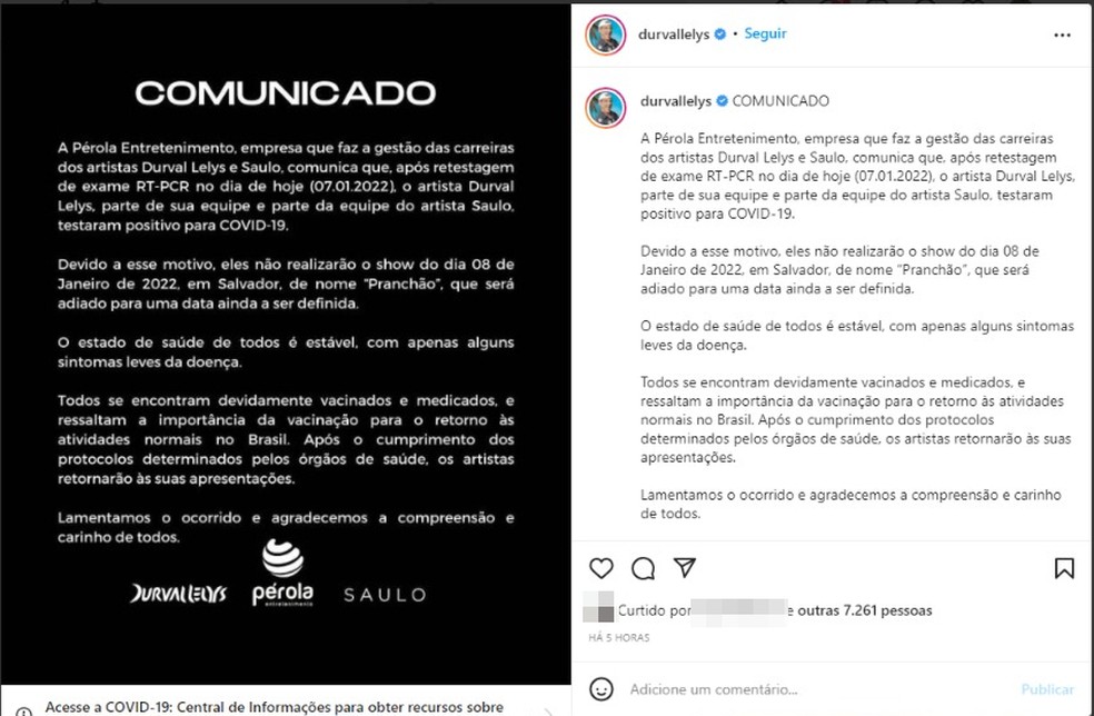 Pranchão foi adiado por causa de casos de Covid-19 — Foto: Reprodução / Redes Sociais