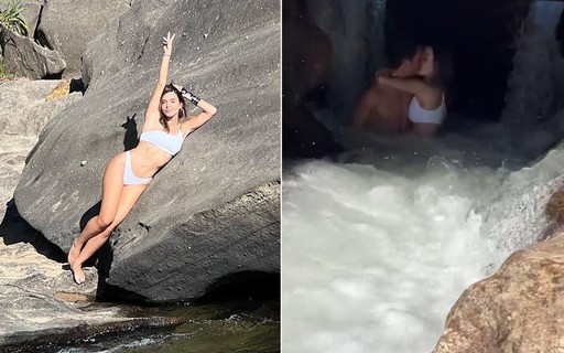 Giovanna Lancellotti beija muito namorado em cachoeira na Chapada dos Veadeiros; vídeo