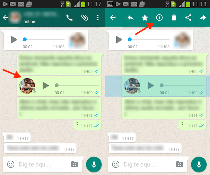 Caminho para acessar as informações de uma mensagem no WhatsApp para Android (Foto: Reprodução/Marvin Costa)