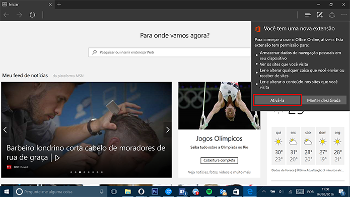 Office Online deve ser ativado após a instalação na Windows Store (Foto: Reprodução/Elson de Souza)