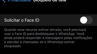 Para os usuários de iPhone, é possível bloquear o aplicativo com o Face ID — Foto: Reprodução/Clara Tavares