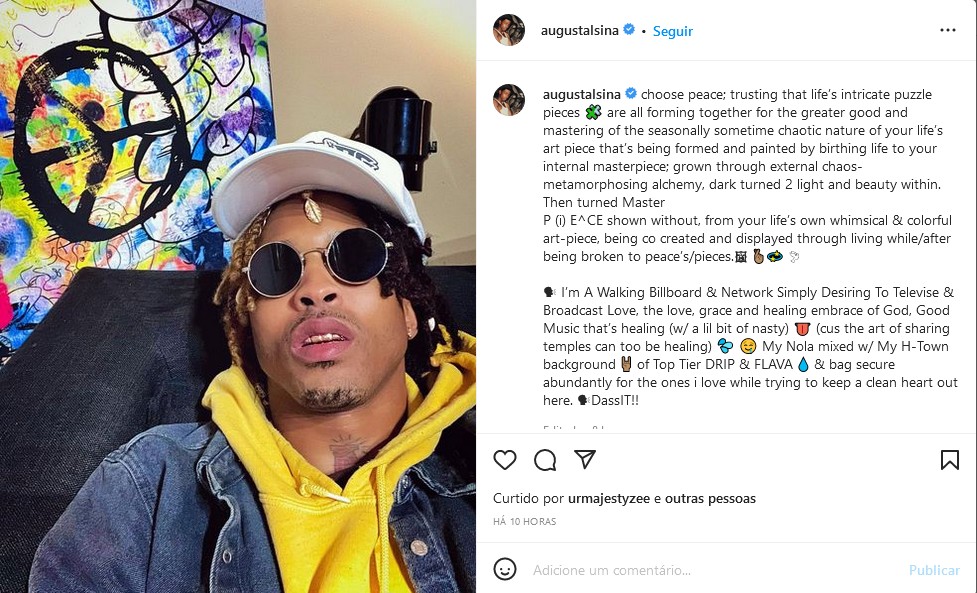O post com o pedido de paz de August Alsina (Foto: Instagram)