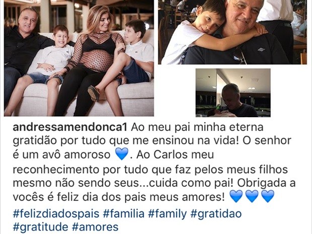 Andressa Mendonça agradece Cachoeira pelo cuidado com os filhos no Dia dos Pais Goiânia Goiás (Foto: Reprodução/Instagram) Andressa Mendonça agradece Cachoeira pelo cuidado com os filhos no Dia dos Pais Goiânia Goiás (Foto: Reprodução/Instagram)