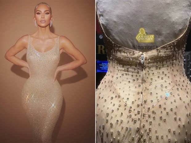 Kim Kardashian teria danificado o vestido de Marilyn Monroe (Foto: Reprodução / Instagram e Chad Michael Morrissete)
