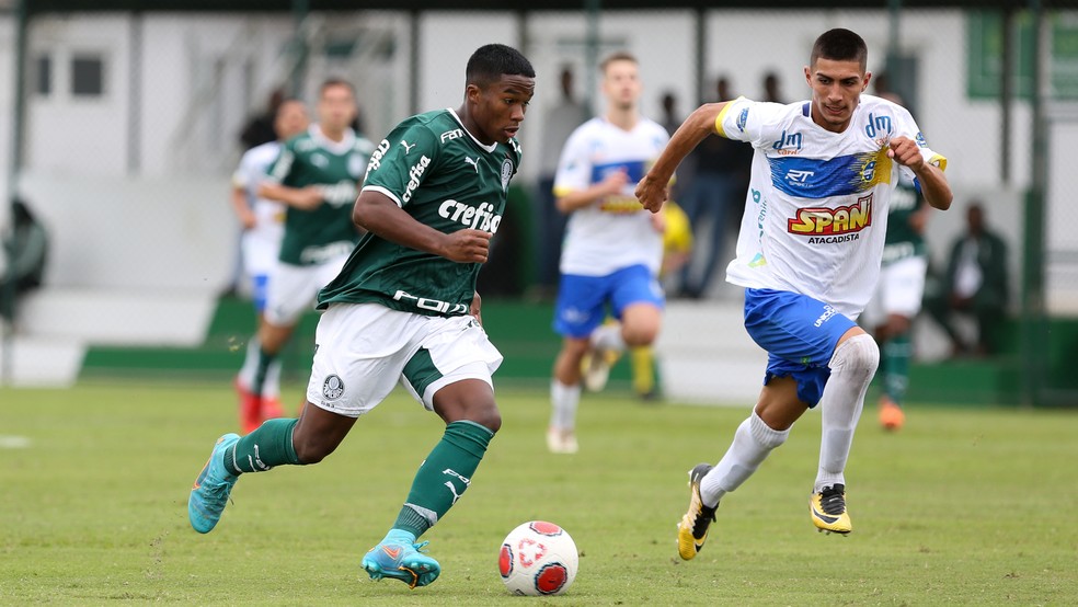 Endrick, do Palmeiras, contra o São José pelo Paulistão Sub-20 — Foto: Fabio Menotti / Ag. Palmeiras