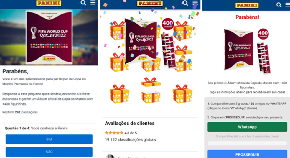 Página também tenta seduzir internauta com supostas avaliações de clientes da promoção — Foto: Reprodução