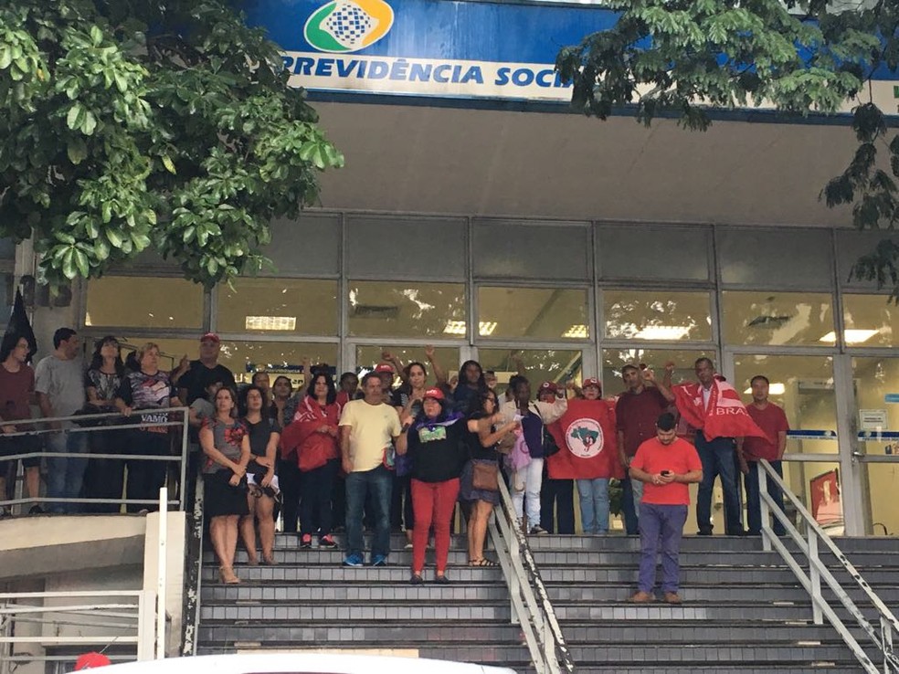 Protesto contra a reforma da Previdência Social em Presidente Prudente (Foto: Stephanie Fonseca/G1)