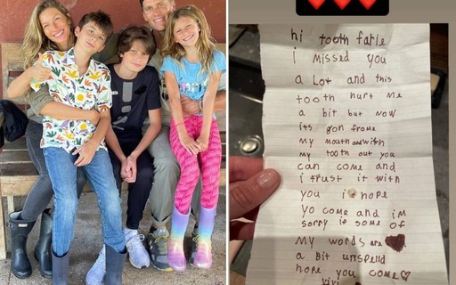 Tom Brady mostra carta fofa da filha para a 'fada do dente': "Senti sua falta"