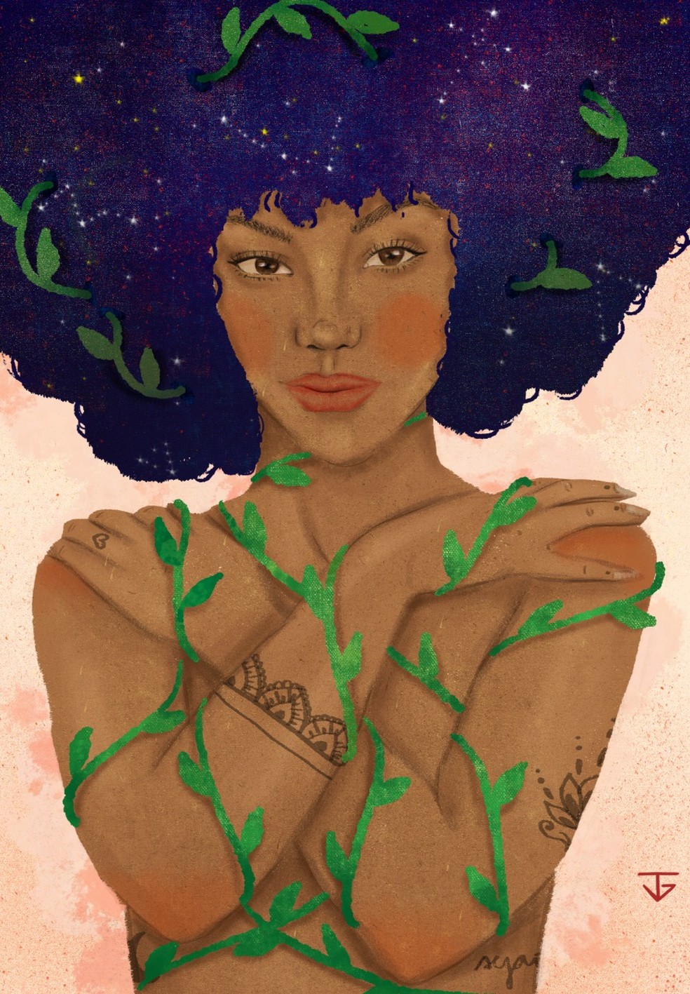 Artista acha importante retratar a mulher negra (Foto: Arquivo pessoal/Jéssica Gomes)