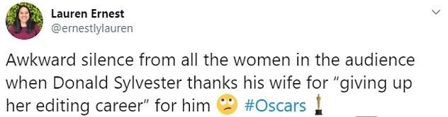 Uma das críticas ao discurso do editor de som Donald Sylvester no Oscar 2020 (Foto: Twitter)