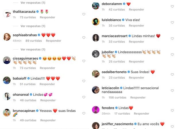 Famosos celebram post de Nanda Costa (Foto: Reprodução / Instagram)
