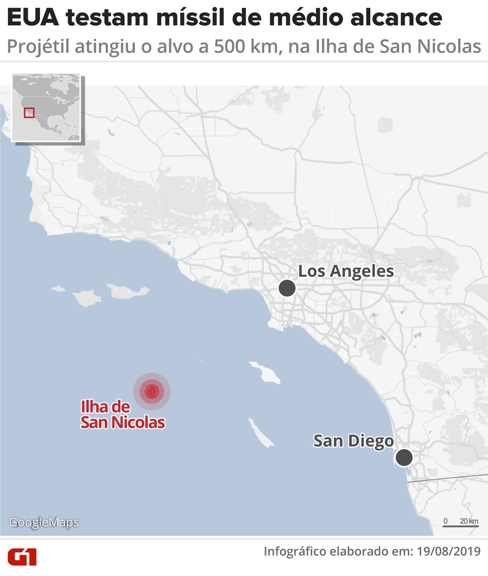EUA testam míssil de médio alcance na Califórnia — Foto: Rodrigo Sanches/G1