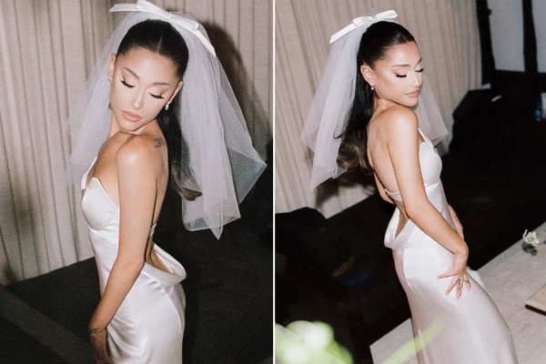 Ariana Grande em seu vestido de noiva (Foto: Reprodução/Instagram )