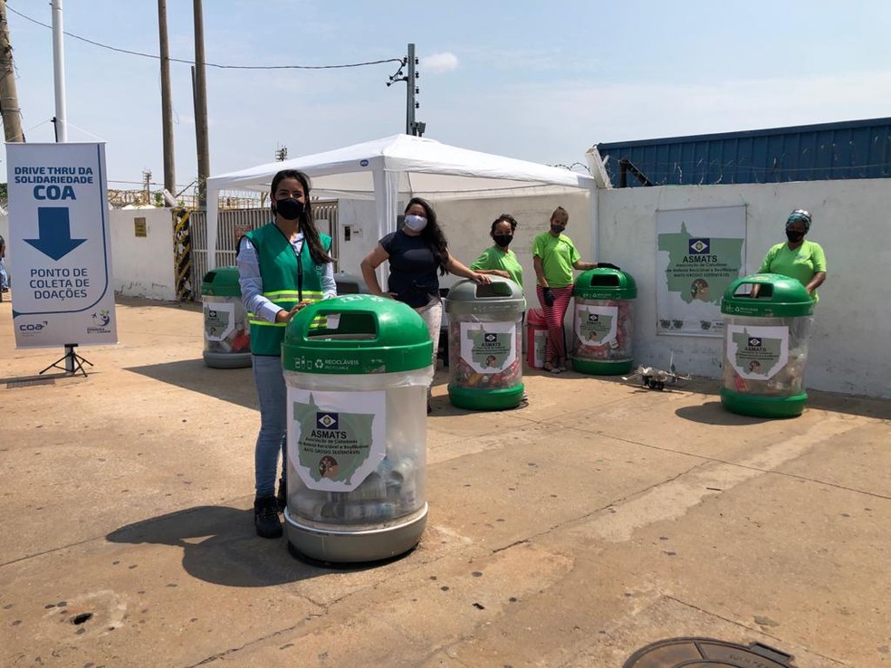 'Drive Thru da Solidariedade' arrecada materiais recicláveis reverte doação para lar de idosos em VG — Foto: Centro-Oeste Airports