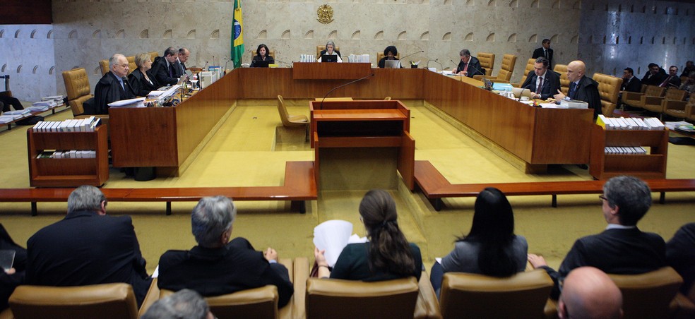Plenário do Supremo Tribunal Federal durante julgamento sobre obrigatoriedade da contribuição sindical (Foto: Carlos Moura/STF)