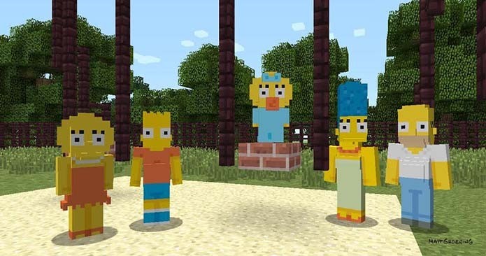 Minecraft para videogames PlayStation agora tem skins de Os Simpsons; saiba como usar (Foto: Divulgação)