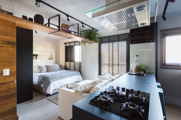 Conforto e estilo industrial em apê de 30 m² (Foto: FOTOS VANILLA)