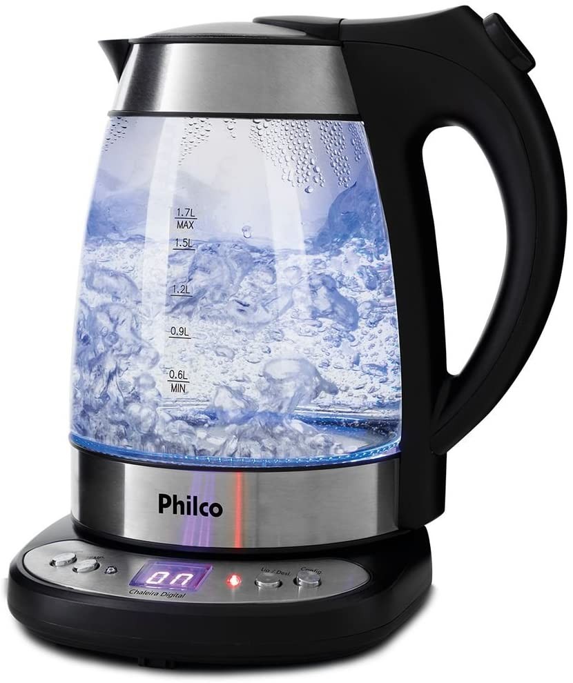 Chaleira Digital Glass 1.7L, Preto, 110v, Philco (Foto: Reprodução/ Amazon)