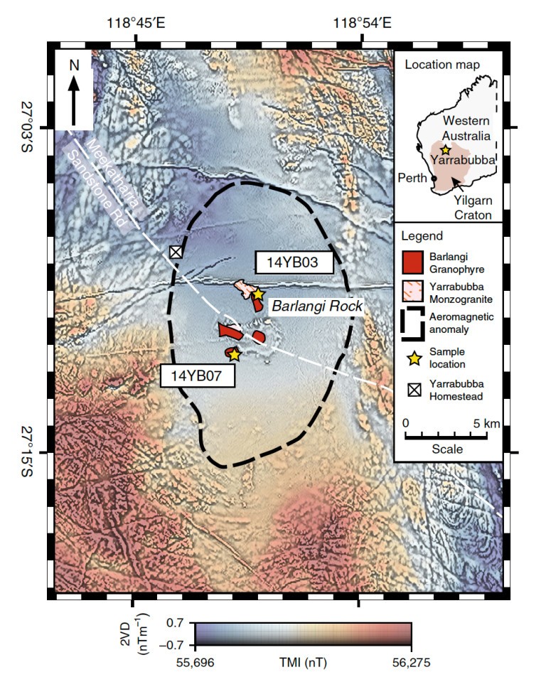 Mapa da estrutura de impacto de Yarrabubba (Foto: Nature Communications)