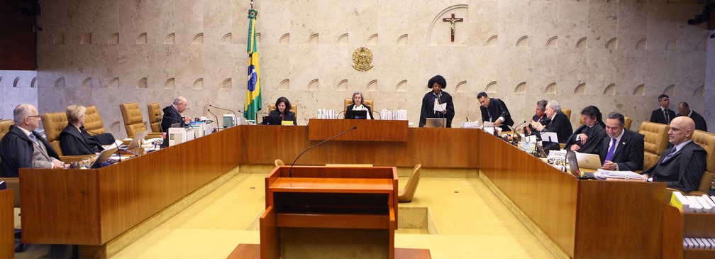 Ministros do STF no plenÃ¡rio do tribunal durante a sessÃ£o desta quinta-feira (21) (Foto: Nelson Jr./SCO/STF )