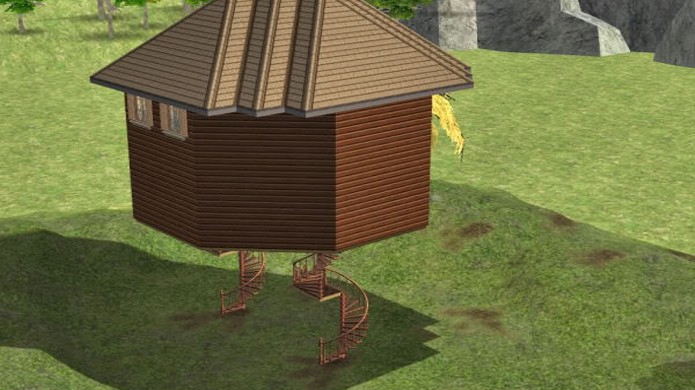 Cabana de bruxa em The Sims 2: Vida de Apartamento fica bem escondida no mapa (Foto: Reprodução/Two Flowers Sims 2 Lots)
