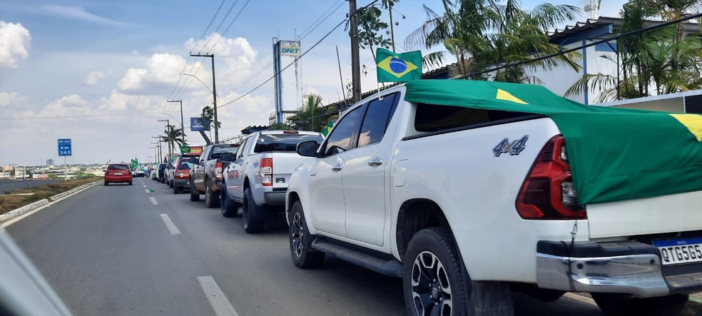 Ji-Paraná: Manifestantes percorreram ruas em ato a favor de Bolsonaro no dia 7 de setembro — Foto: Gedeon Miranda/Rede Amazônica