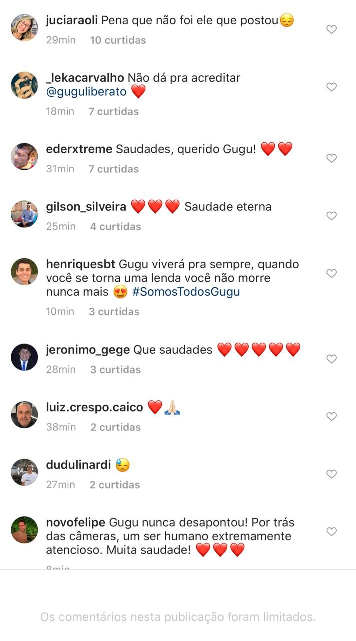 Comentários no Instagram de Gugu Liberato (Foto: Reprodução/Instagram)