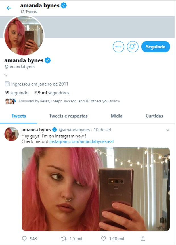 Amanda Bynes não usa web desde setembro (Foto: Reprodução/Twitter)