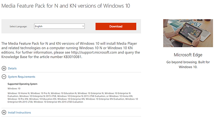 Usuários podem baixar pacote que traz o Media Player de volta ao Windows 10 (Foto: Reprodução/Filipe Garrett)