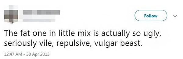Comentário sobre Jesy Nelson, do Little Mix (Foto: Twitter)