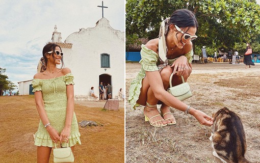 Bruna Marquezine aproveita último dia do ano para conhecer pontos turísticos em Trancoso, Bahia