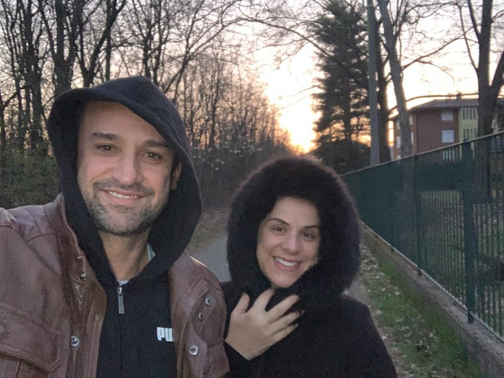 Magrão e a esposa Marilu, na Itália — Foto: Divulgação / Arquivo pessoal
