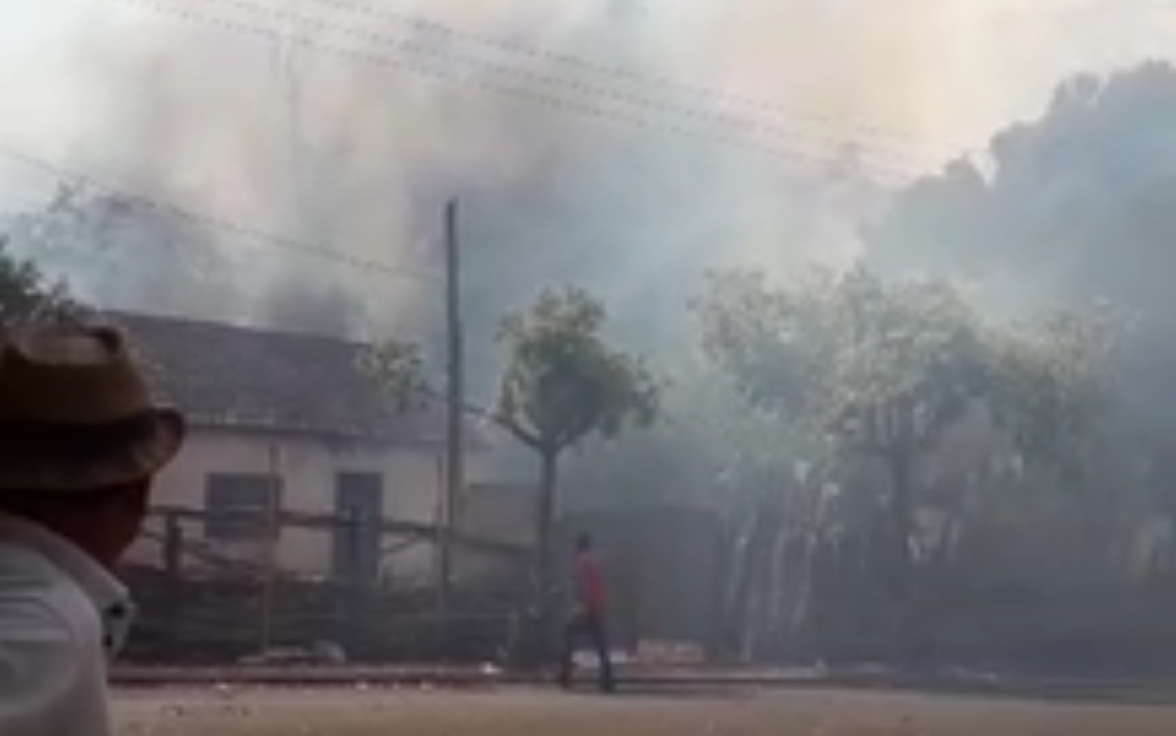Bambuzal dentro de chácara pega fogo e chamas chegam perto de casa em Guará, SP 
