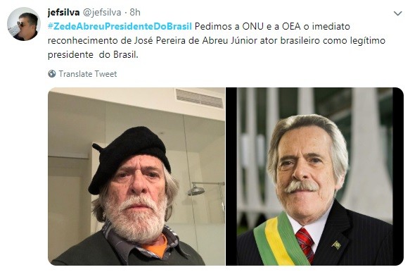 Tweets sobre #ZéDeAbreuPresidente (Foto: Reprodução/Twitter)
