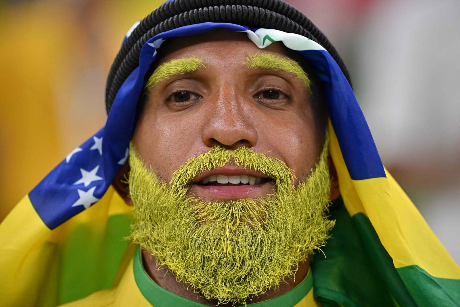 Torcedor do Brasil no Lusail, em Doha   — Foto: Nelson Almeida/AFP