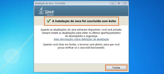 Conclua a instalação do Java no Windows 7 (Foto: Reprodução/Barbara Mannara)