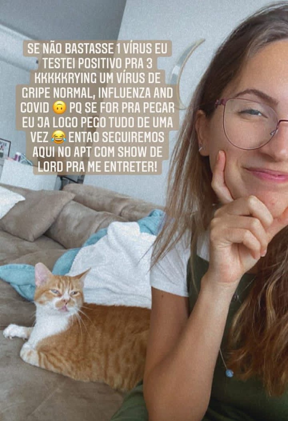 Ela postou mensagens dizendo que está bem — Foto: Instagram/Reprodução