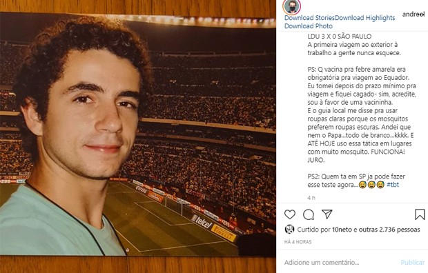 Felipe Andreoli relembra viagem (Foto: Reprodução/Instagram)