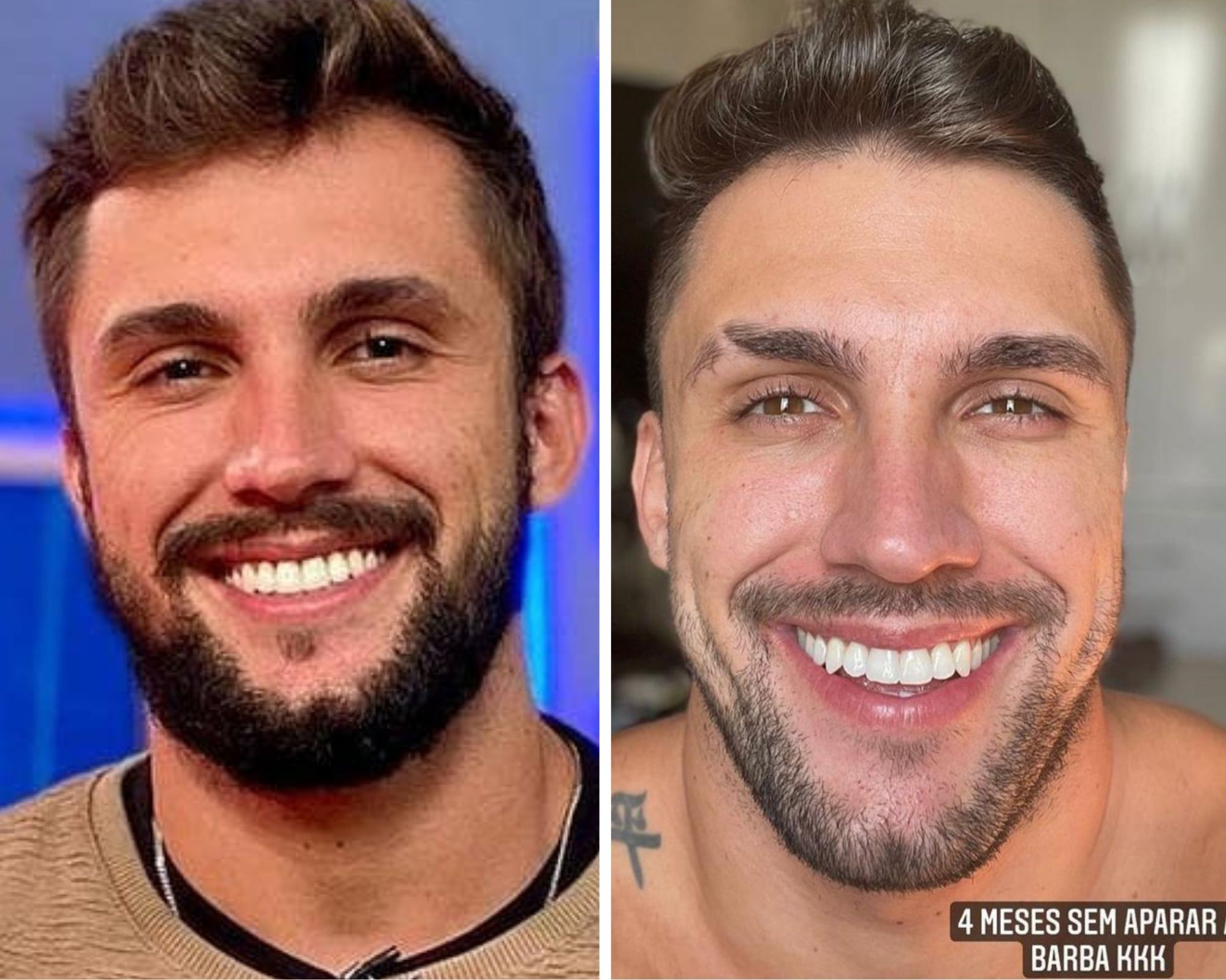Arthur Picoli apara a barba após quatro meses (Foto: Reprodução / Instagram)
