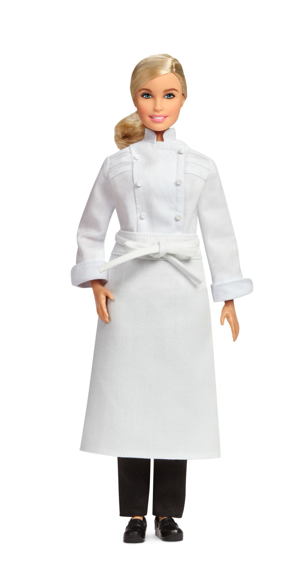 Barbie inspirada na chef Hélène Darroze, com três restaurantes em todo o mundo e duas estrelas Michelin — Foto: Divulgação/Mattel