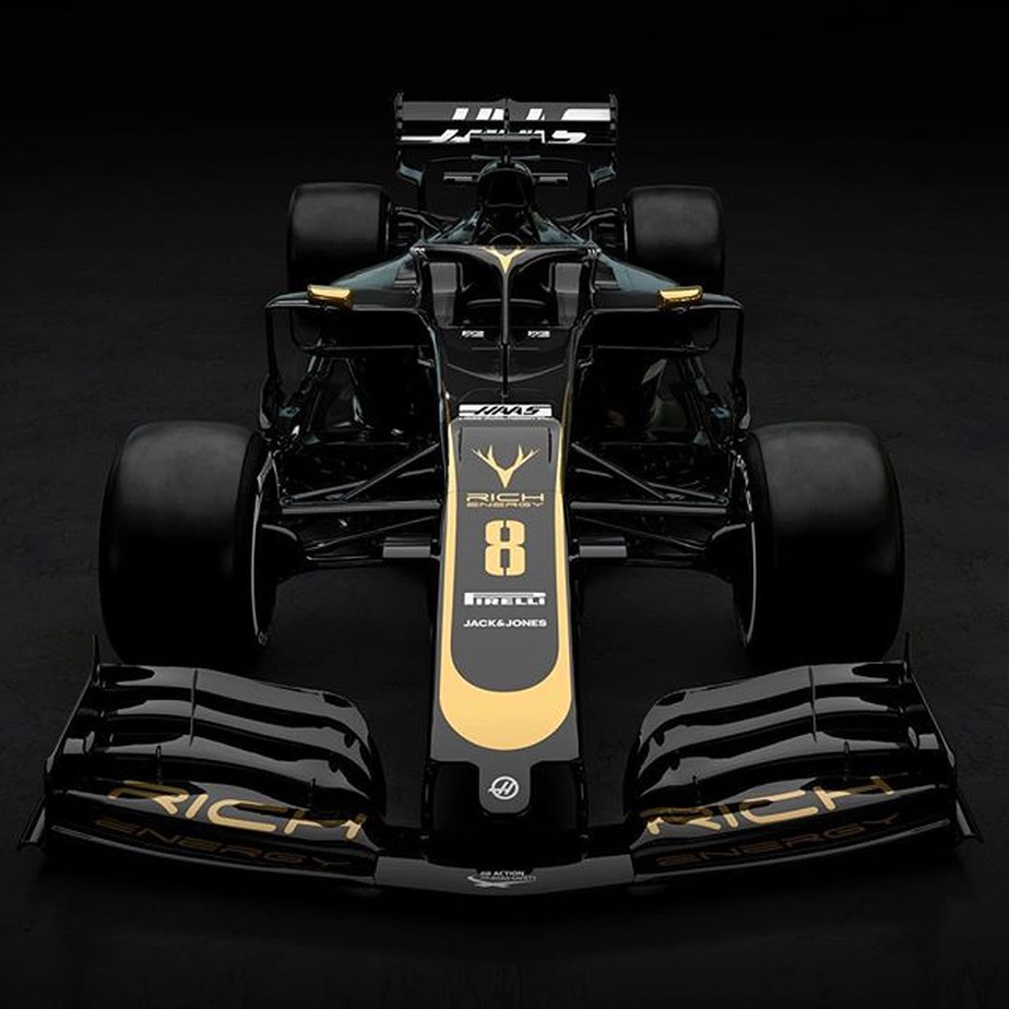 Com pintura preta e dourada, Haas Ã© a primeira equipe da FÃ³rmula 1 a apresentar novo carro