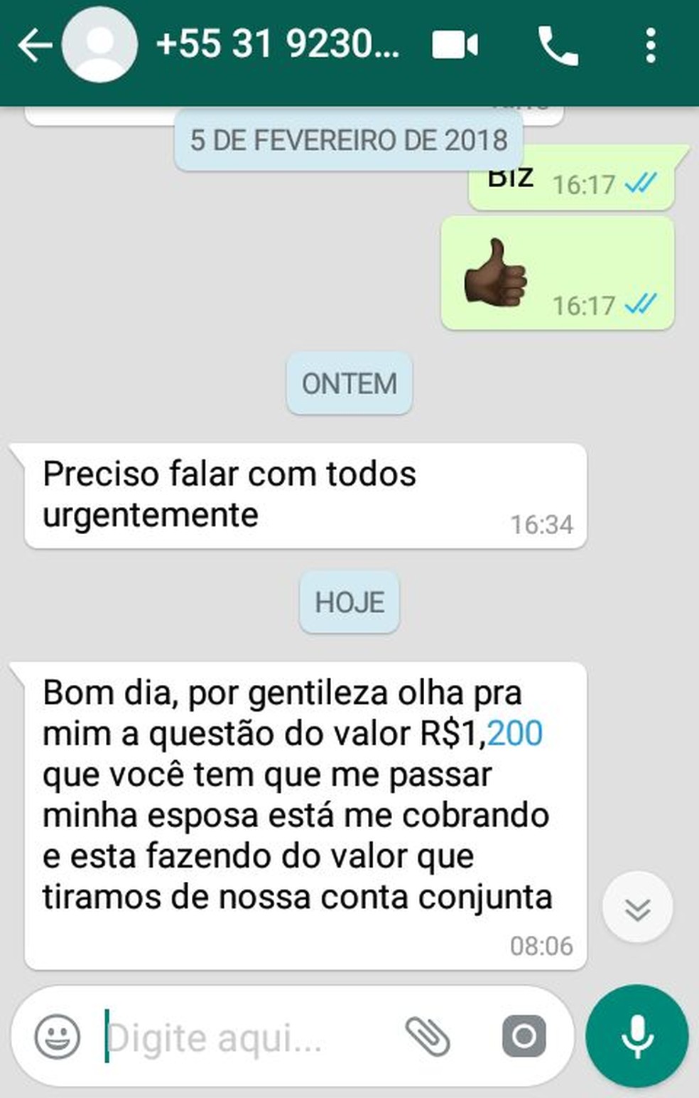 Print de conversa em que Denis Vieri cobra um dos jogadores o restante do pagamento (Foto: Reprodução)