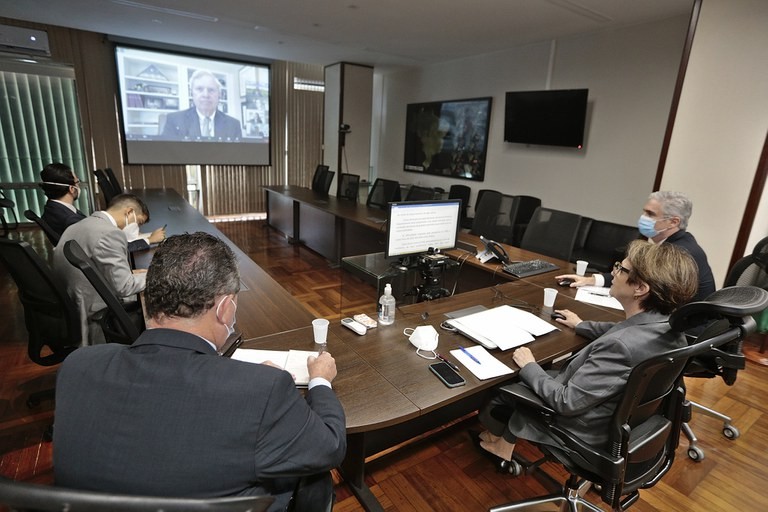 Reunião virtual da ministra Tereza Cristina com USDA (Foto: Ministério da Agricultura/Divulgação)
