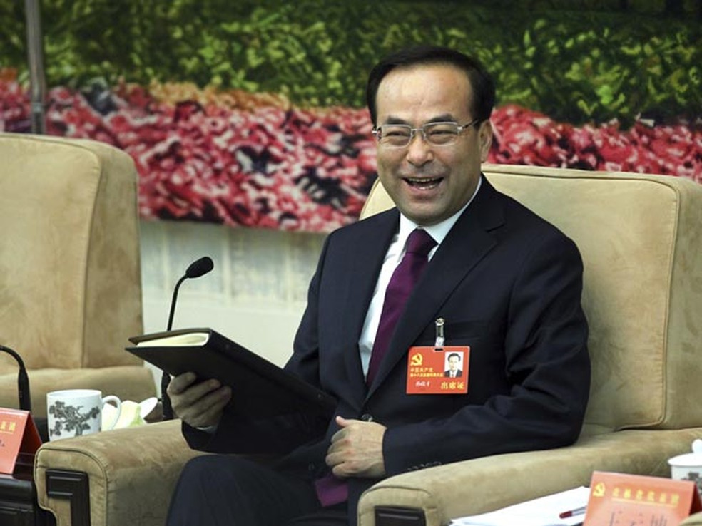 Sun Zhengcai em 9 de novembro durante o congresso do Partido Comunista da China, em Pequim (Foto: Reuters)